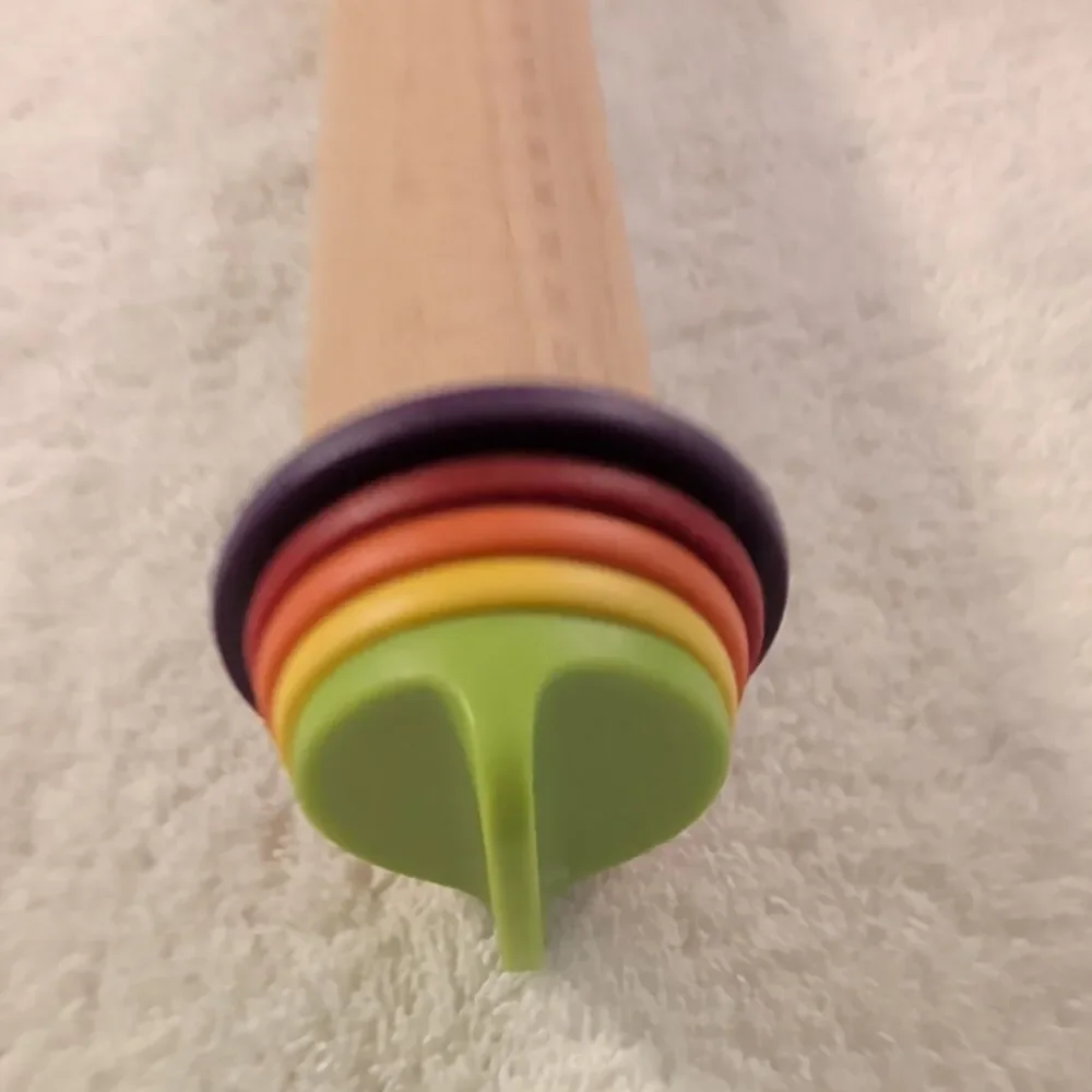 Joseph Joseph Adjustable Wooden Rolling Pin with Removable Rings Multicolored